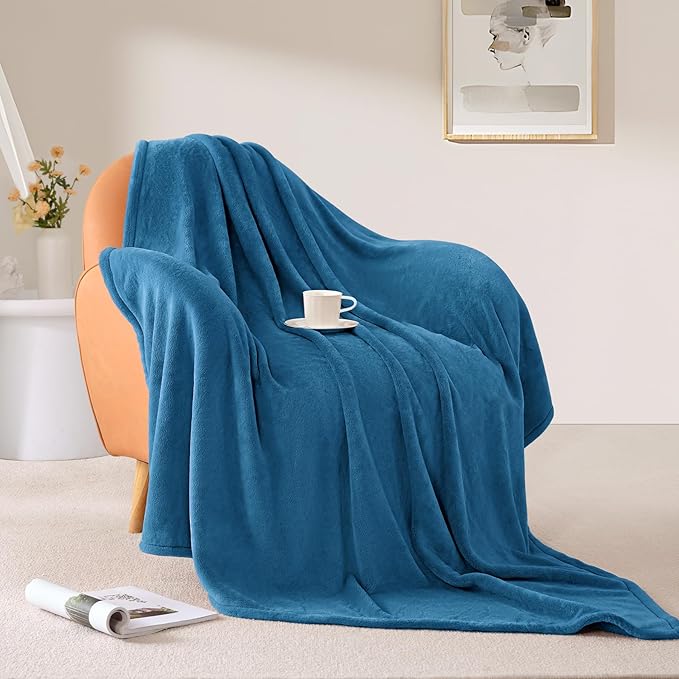 BEAUTEX Fleece Blanket Queen Size Super Soft Flannel Throw Blanket Lightweight Fuzzy Plush Blanket for Couch Sofa or Bed All Seasons (Teal Blue, 90" x 90")