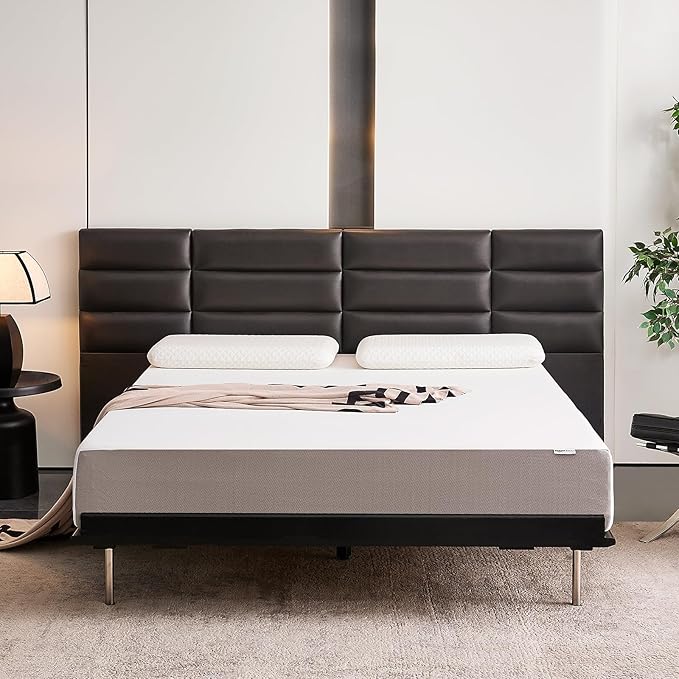 Amazon Basics Memory Foam Mattress, Soft Plush Feel, 10 Inch, King, P22MD-10K, White/Grey