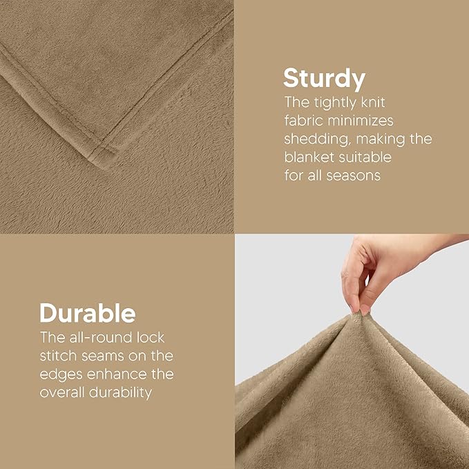 Utopia Bedding Fleece Blanket King Size Camel 300GSM Luxury Fuzzy Soft Anti-Static Microfiber Bed Blanket (90x102 Inch)