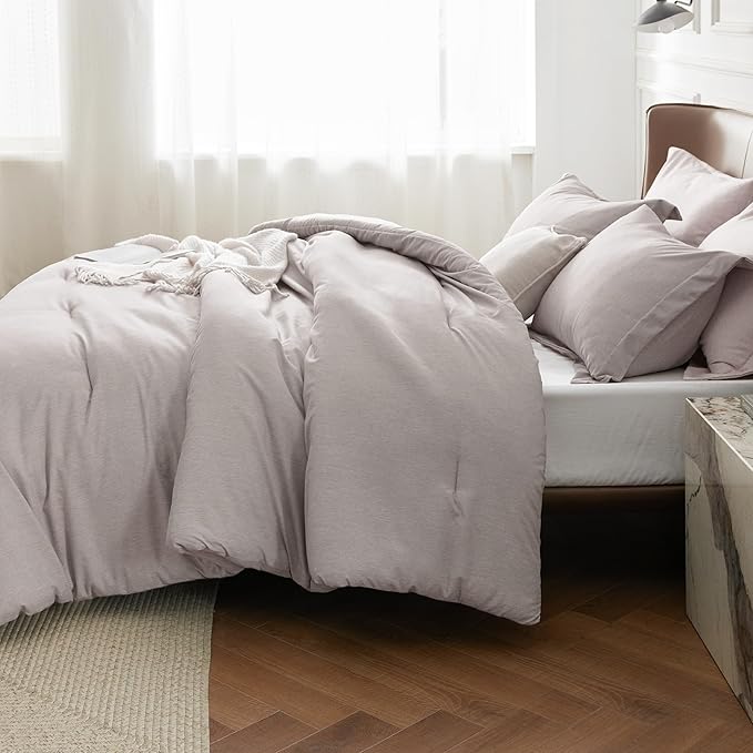 Bedsure King Size Comforter Set - Taupe Soft Bedding for All Seasons, Cationic Dyed Bed Set, 3 Pieces, 1 King Size Comforter (104"x90") and 2 Pillow Shams (20"x36"+2")