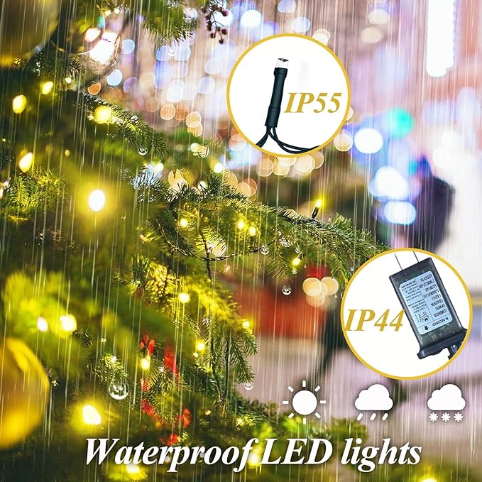 Aneeway 400 LED Christmas Tree Lights, 6.6FT x 16 String, Warm White, Indoor/Outdoor, LED, Remote Control, Memory & Timing Function