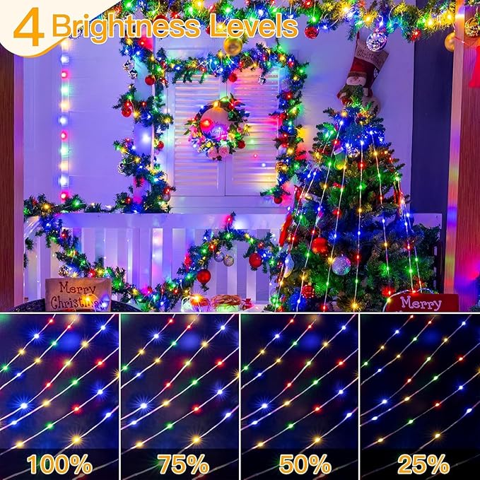 Ollny Outdoor Christmas Lights 1000LED 328FT, Multicolor Fairy Lights IP67 Waterproof, Plug in String Light with Remote 8 Modes Timer, Xmas Light for Outside Indoor House Tree Decorations