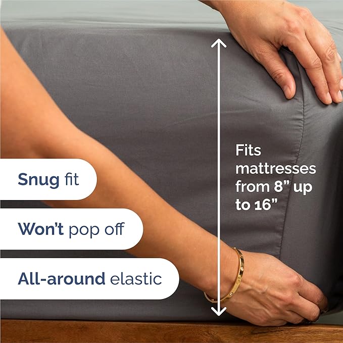Split King Sheets Set 7 Piece - Includes 4 Pillowcases - Bed Sheets Split King - Soft Hotel Luxury Bedding - Cooling, Cozy & Breathable - 1 Flat & 2 Fitted & 4 Pillowcases w/ Deep Pockets - Dark Grey