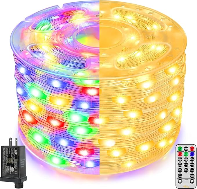 Ollny Christmas Lights Warm and Multicolor, 600LED 197FT Christmas Tree Lights IP67 Waterproof, Plug in Fairy Light with Remote 11 Modes Timer, Xmas Light for Outdoor Indoor House Holiday