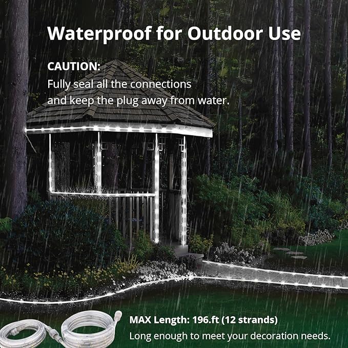 LED Rope Lights, 16.4 Feet Daylight Flat Flexible Strip Light, Plug in Novelty Lighting, Connectable and Waterproof for Home Christmas Holiday Garden Patio Party Decoration