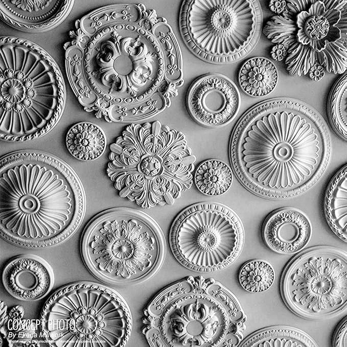 12 1/2"OD x 3 7/8"ID x 3/4"P Bradford Ceiling Medallion (Fits Canopies up to 6 5/8"), Hand-Painted Pot of Cream Crackle