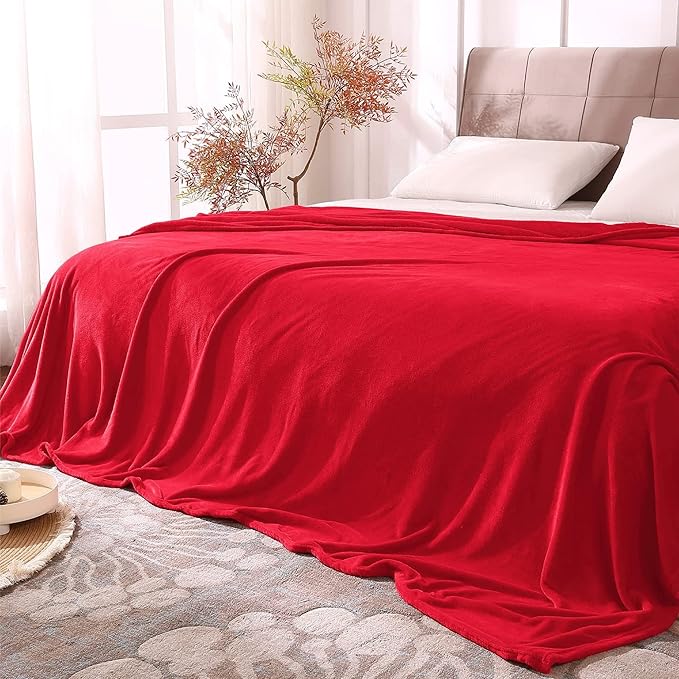 BEDELITE Fleece Blanket King Size Blankets for Bed, Luxury Plush Cozy Fuzzy Blanket 108x90 inches, Super Soft Warm Lightweight Throw Blanket All Seasons Suitable, Red
