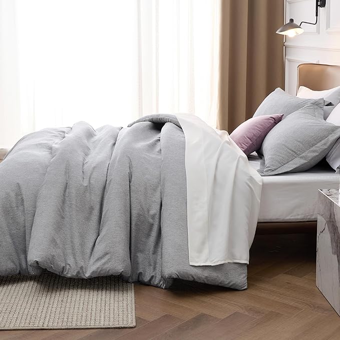 Bedsure California King Comforter Set - Grey Soft Bedding for All Seasons, Cationic Dyed Bed Set, 3 Pieces, 1 California King Size Comforter (104"x96") and 2 Pillow Shams (20"x36"+2")