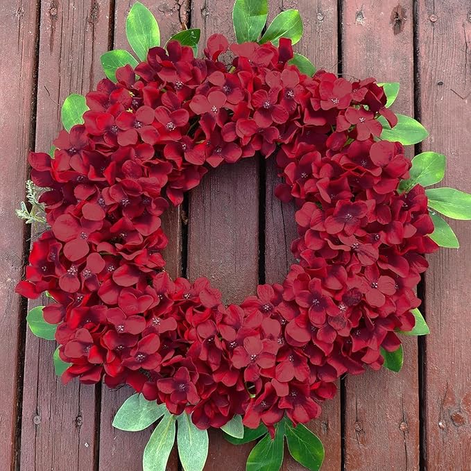 Red Hydrangea Artificial Flowers Bulk, 40 Pcs Faux Hydrangea Flowers Heads, Artificial Fake Silk Hydrangea Flowers with Stems, Red Flowers Artificial for Decoration Wedding Décor