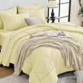 HEVUMYI Cream Yellow Twin-XL Comforter Set - 5-Piece All Season Bed in a Bag Twin-XL, Ultra Soft Bedding Set with Comforter, Flat Sheet, Fitted Sheet, Pillowcases, Pillow Shams