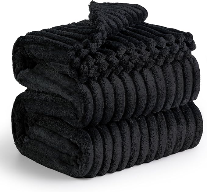 Bedsure GentleSoft King Size Blanket for Bed - Cozy Soft Blankets for Women, Cute Large Fleece Throws for Girls, Black, 108x90 Inches
