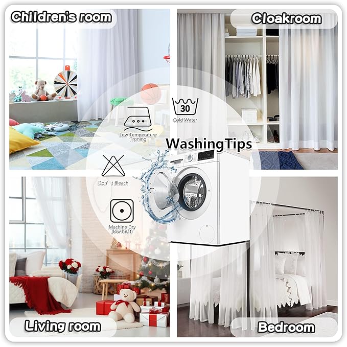 MYSKY HOME Red Pom Pom Curtains for Kitchen 45 Inch Long Bedroom Curtains Christmas Small Windows Light Filtering Sheer Curtains for Nursery Short Cafe Bathroom Privacy Rod Pocket 2 Panels 52 x 45 in