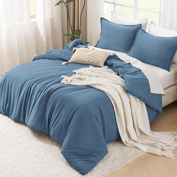 Litanika Comforters Twin/Twin XL Size Ocean Blue, 2 Pieces Lightweight Solid Bedding Set & Collections, All Season Fluffy Bed Set (66x90 Inches Comforter & 1 Pillowcase)