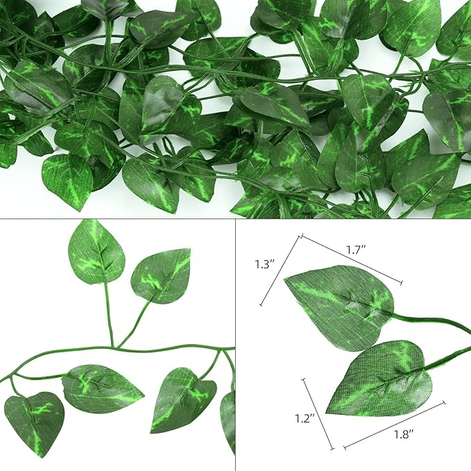 Tbestmax 237 Feet 36 Pack Artificial Ivy Leaf Plants, Green Vine Leaves, Greenery Hanging Garland, Fake Foliage Flowers for Home Kitchen Garden Office Wedding Wall Decor