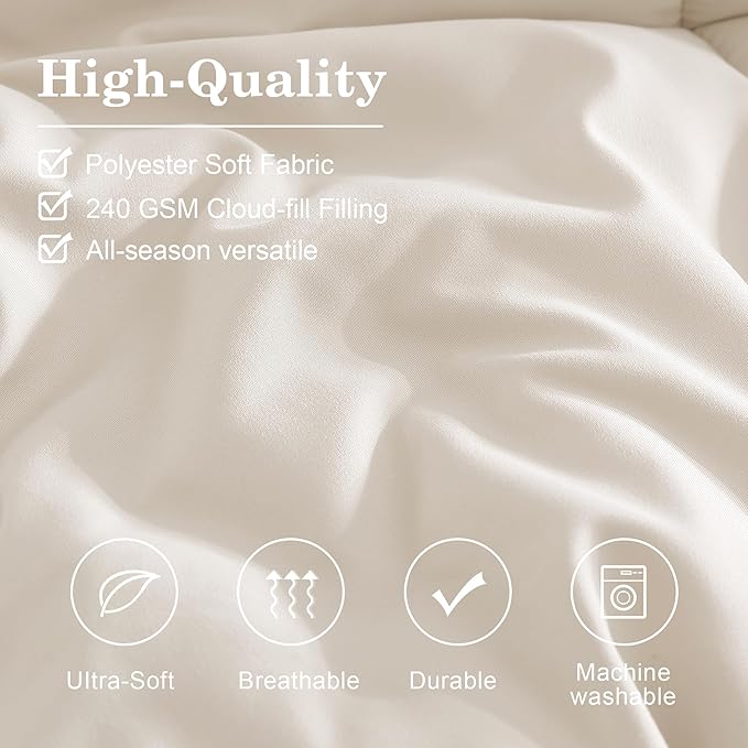 Monbix King Size Comforter Set - 7 Pieces Bed in a Bag King, Snow White Bedding Sets with Comforter, All Seasons Down Alternative Comforter Bed Set with Sheets, Pillowcases & Shams