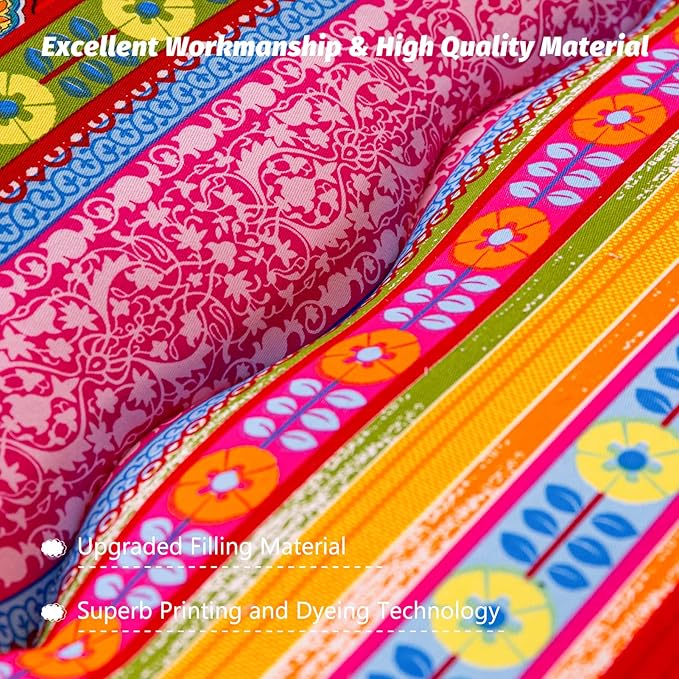 MAXYOYO Bohemian Retro Floor Mattress Vintage Floral Japanese Futon Mattress Roll Up Thicken Sleeping Bed Portable Camping Mattress Floor Lounger Couch Bed Mattress Pad, Full Size