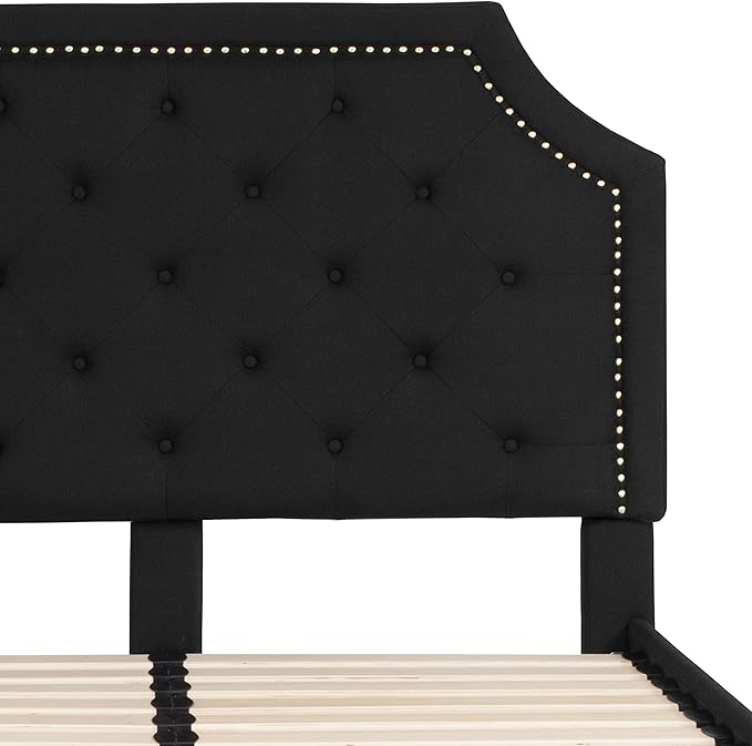 Flash Furniture Brighton Full Size Tufted Upholstered Platform Bed in Black Fabric