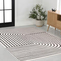 Eyely NCS101G-4 Odense High-Low Minimalist Angle Geometric Black/White 4 ft. x 6 ft. Area Rug, Black/White, 4 ft. x 6 ft., Indoor, Area Rug