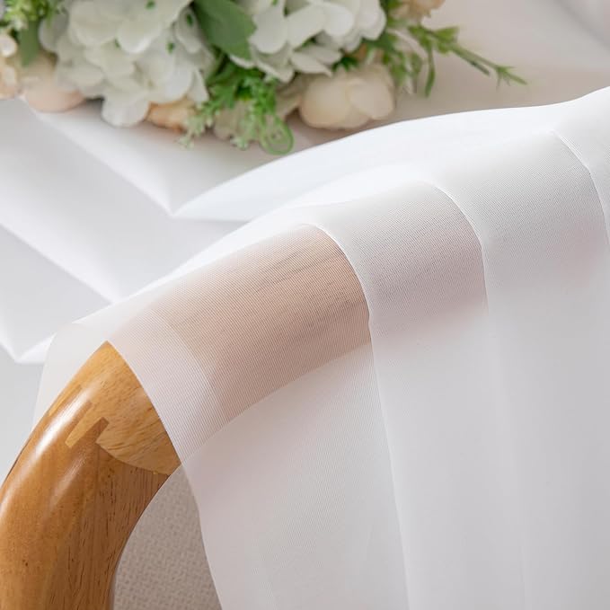 Aiyufeng 2 Pack: Basic White Sheer Curtain Drapes for Living Room 84 Inch Length 2 Panels, Light Filtering Voile Drapes for Bedroom, Patio, Sliding Door, Each 59" W x 84" L, White