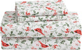 Laura Ashley - Flannel Sheets Queen Size, Anti-Pilling & Wrinkle Resistant Cotton, Touchably Soft for All-Season Comfort - Bed Sheets with Matching Pillowcases & Fitted Sheet (Jolly Cardinals Green)