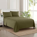 Twin Sheets - Breathable Luxury Sheets with Full Elastic & Secure Corner Straps Built In - 1800 Supreme Collection Extra Soft Deep Pocket Bedding Set, Sheet Set, Twin, Olive