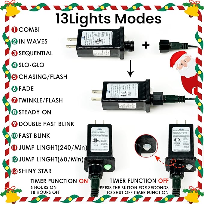 Connectable 240LED 88Ft 13Modes Christmas Lights Outdoor Indoor | Extendable Green Wire Christmas String Lights with Timer | Twinkle Fairy Light Plug in for Xmas Tree Garden Decor Party (Blue)