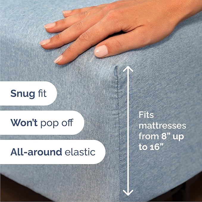 Queen Size 4 Piece Sheet Set - Comfy Breathable & Cooling Bed Sheets Set - Hotel Luxury Bedding for Women, Men, Kids, Teens, Boys & Girls - Deep Pockets, Soft & Wrinkle Free - Blue (Heathered Sheets)