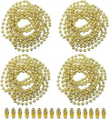 4 Pack Ceiling Fan Pull Chain Extender,Each Chain Length 39-inch(1 Meter) with 16 Connectors,Standard 3 mm Diameter Beaded Ball, Fit for Ceiling Fans and Light Fixtures Factory Pull,Golden