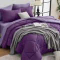 HEVUMYI Purple & Light Purple Twin Comforter Set - 5-Piece All Season Bed in a Bag Twin, Ultra Soft Bedding Set with Comforter, Flat Sheet, Fitted Sheet, Pillowcases, Pillow Shams