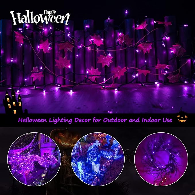 Minetom Halloween String Lights Outdoor 100 Count 25 Feet Incandescent Bulb Mini Lights for Christmas Indoor Garland Party Festival Decoration, Purple