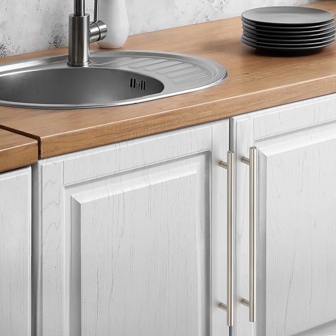 JOY DECOR 15 Pack Cabinet Handles, Brushed Nickel Cabinet Pulls, 10 in Hole Center Kitchen Cabinet Handles, Stainless Steel T Bar Handles for Dresser Drawers