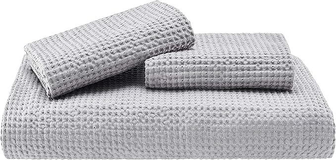 Bedsure Cotton Duvet Cover Set - 100% Cotton Waffle Weave Grey Duvet Cover Oversized King Size, GentleSoft™ and Breathable Bedding Set for All Season, 3 Pieces, 120"x98"