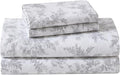 Laura Ashley - Flannel Sheets Full Size, Anti-Pilling & Wrinkle Resistant Cotton, Touchably Soft for All-Season Comfort - Bed Sheets with Matching Pillowcases & Fitted Sheet (Vanessa Grey)