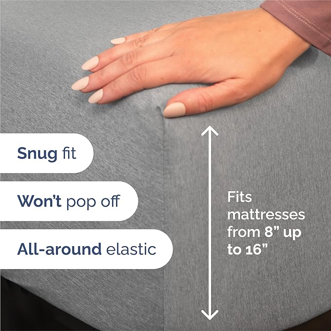 Split King 7 Piece Sheet Set - Comfy Breathable & Cooling - Soft Hotel Luxury Bedding Set w/ 8-16 Inch Deep Pockets - 1 Flat & 2 Fitted Sheet & 4 Pillowcases - Cozy and Wrinkle Free - Heathered Grey