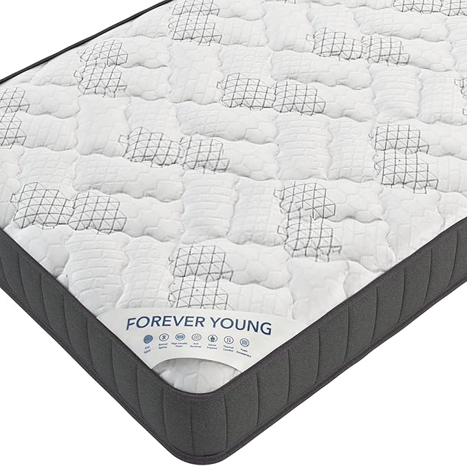 Ottomanson 9" Hybrid Twin Mattress - Rock Hard Feel - Made in USA - Individually Pocketed Coils & CertiPUR-US Foam - Fiberglass-Free - Bed in a Box