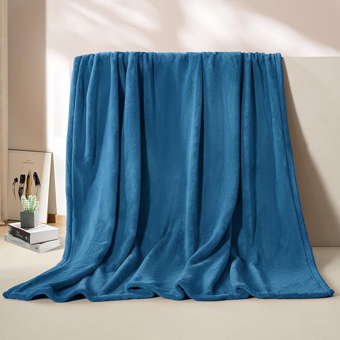 BEAUTEX Fleece Blanket Queen Size Super Soft Flannel Throw Blanket Lightweight Fuzzy Plush Blanket for Couch Sofa or Bed All Seasons (Teal Blue, 90" x 90")