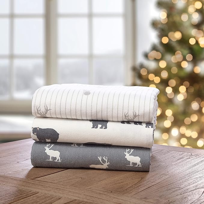 Eddie Bauer - Full Sheets, Cotton Flannel Bedding Set, Brushed For Extra Softness, Cozy Home Decor (Elk Grove, Full)