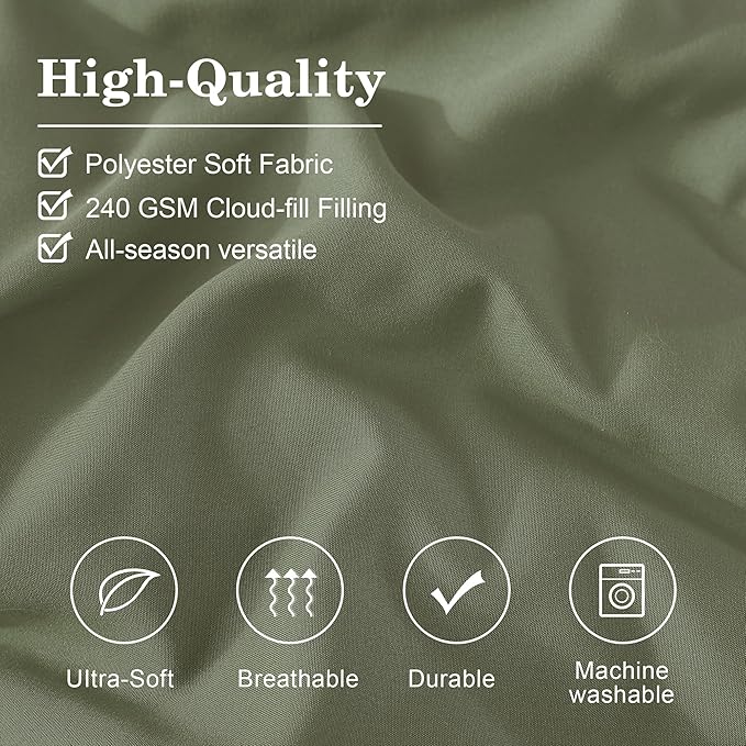 Monbix Queen Comforter Set - 7 Pieces Light Sage Green Bed in a Bag Queen Bedding Sets with Comforters, All Seasons Down Alternative Comforter Bed Set with Sheets, Pillowcases & Shams