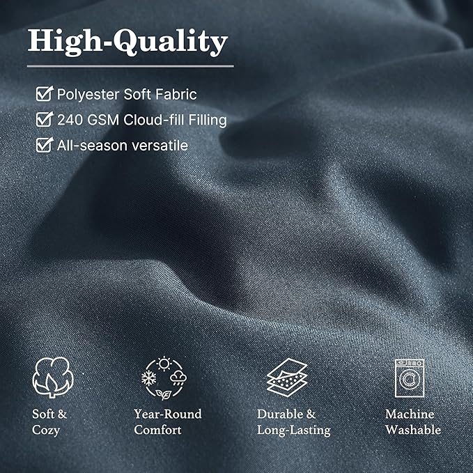 Monbix California King Size Comforter Set - 7 Pieces Bed in a Bag Cal King, Blue Grey Bedding Sets with Comforter, All Seasons Down Alternative Comforter Bed Set with Sheets, Pillowcases & Shams