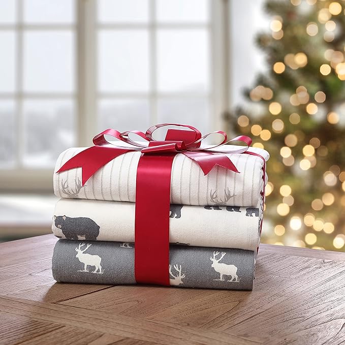 Eddie Bauer - Twin Sheets, Cotton Flannel Bedding Set, Brushed For Extra Softness, Cozy Home Decor (Deer Lodge, Twin)
