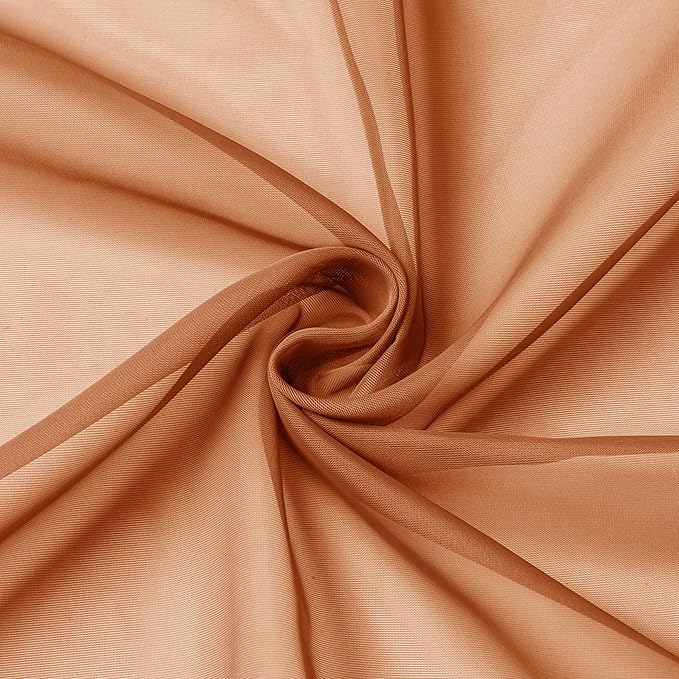 Aiyufeng Orange Sheer Curtains 54 Inch Length 2 Panels Set, Light Filtering Airy Rod Pocket Orange Window Curtain Treatment Drapes for Kitchen Bedroom Living, Each 42Wx54L Inches