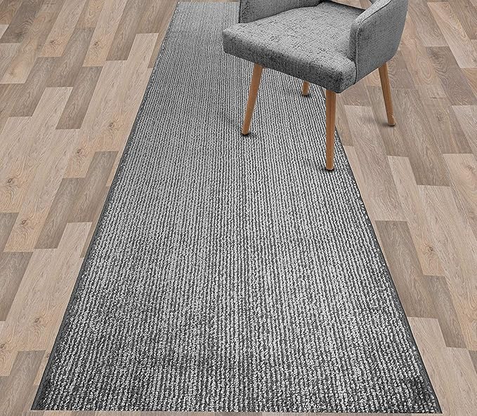 Custom Length Cut to Size Wide Width Carpet Runner Rug for Hallways, Skid Resistant Latex Rubber Backed, 31 inch Wide X Customized Length, Stripe Grey, 31 inch X 11 feet