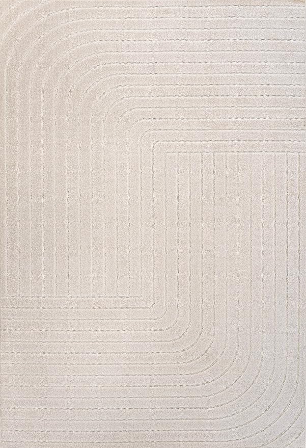 Eyely NCS101A-3 Scandinavian Odense Minimalist Angle Geometric Indoor Area Rug, Modern, Contemporary, Coastal, Bohemian, Bedroom, Kitchen, Living Room, Non Shedding, Ivory/Cream, 3' x 5'