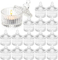 16 Piece Votive Candle Holders with Lids, Tealight Candle Holders in Bulk, Glass Small for Table Centerpiece, Wedding, Home Decor (2.68'' x 1.65'', Clear)