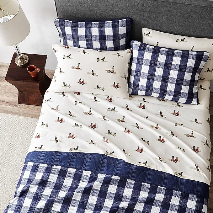 Eddie Bauer - Twin Sheet Set, Warm Breathable Cotton Flannel Bedding with Deep Pockets, Brushed for Extra Softness, Cozy Home Decor, Oeko-Tex Certified (Retriver Adventure, Twin)