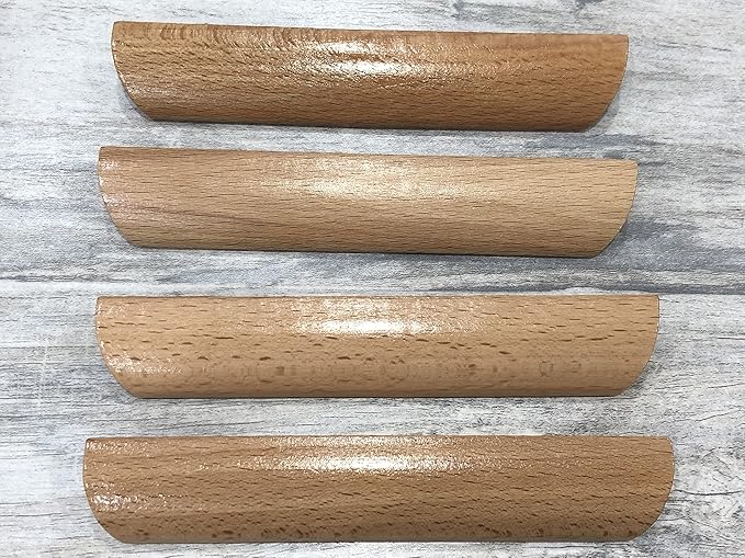 10Pcs 3.54" Wood Solid Furniture Pulls Handles, Painted Smoothly Wooden Handles Cupboard Closet Drawer Handle Pull,Hole Dis.2.52"