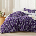 Bedsure California King Comforter Set - Dark Purple Bed Set, 3 Pieces Cute Floral Bedding, 1 Soft Reversible Botanical Flowers Comforter and 2 Pillow Shams