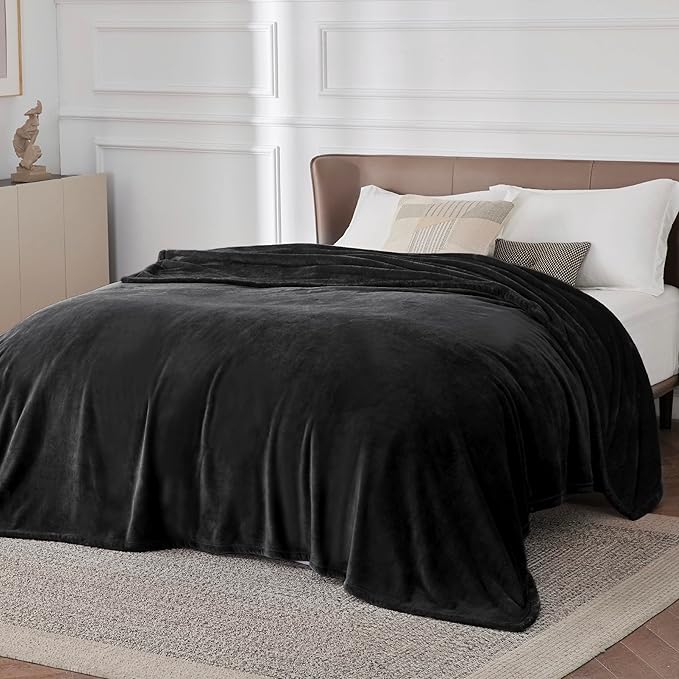 Bedsure GentleSoft Fleece Blanket California King Size Black - Lightweight Plush Fuzzy Cozy Soft Bed Blankets, 102x96 inches