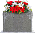 Christmas Cemetery Decorations for Grave Headstone Flower Saddle Artificial Flower Saddles Red Poinsettia Outdoor Memorial Headstone Realistic Bouquet(Vivid Color,Vivid Style)