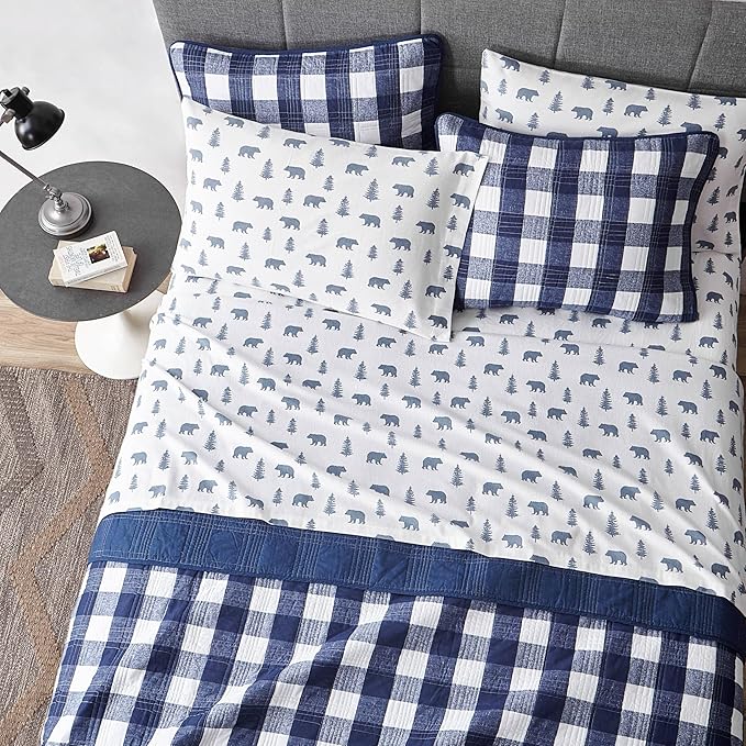 Eddie Bauer - Queen Sheets, Cotton Flannel Bedding Set, Brushed For Extra Softness, Cozy Home Decor (Bears & Trees, Queen)